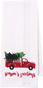 img 3 attached to 🚚 KAF Home Vintage Red Christmas Truck Dish Towel Set - Perfect Holiday Kitchen Decor, 100% Cotton, 18 x 28-inch