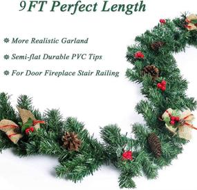 img 1 attached to 9ft Artificial Pine Christmas Garland for Outdoor & Indoor Wedding Party Doorway Wall Stairs Decorations and DIY Wreath