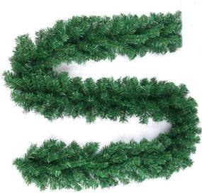 img 4 attached to 9ft Artificial Pine Christmas Garland for Outdoor & Indoor Wedding Party Doorway Wall Stairs Decorations and DIY Wreath