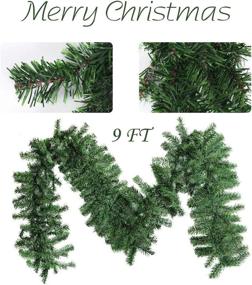 img 2 attached to 9ft Artificial Pine Christmas Garland for Outdoor & Indoor Wedding Party Doorway Wall Stairs Decorations and DIY Wreath