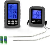 🔥 eaagd wireless remote digital cooking meat thermometer with 2 probes - ideal for grilling, oven, kitchen, smoker, bbq - includes 4pcs aaa battery (gray) logo