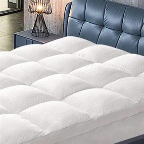 img 4 attached to 🛏️ ABAKAN King Mattress Topper - Extra Thick Soft Cooling Pillowtop with Deep Pocket - Down Alternative Fill Bed Topper