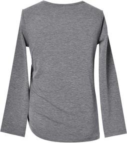 img 3 attached to 👚 Women's Casual Long Sleeve Shirts with Side Drawstring - Tunic Blouse, Round Neck Fall Tops