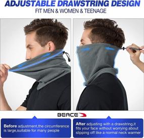 img 3 attached to Windproof Ski Face Mask for Men & Women - BEACE Neck Warmer Gaiter with Adjustable Drawstring - Ideal for Cold Weather