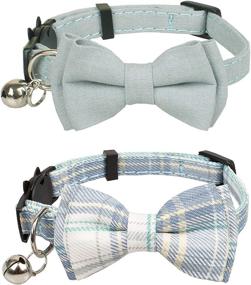 img 4 attached to 🐱 Safe and Stylish: Gyapet Breakaway Bowtie Cat Collar Set - Adjustable, Bell included!