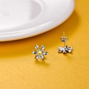 img 2 attached to AOBOCO Exquisite 925 Sterling Silver Daisy Flower Earrings: Sparkling Crystals from Austria for Women & Teen Girls