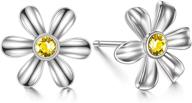 aoboco exquisite 925 sterling silver daisy flower earrings: sparkling crystals from austria for women & teen girls logo