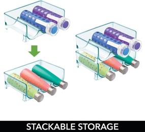 img 2 attached to mDesign Plastic Stackable Water Bottle Holder Stand - Vertical Storage Organizer for Kitchen Countertops, Pantry, and Fridge - Each Rack Holds 3 Containers, 4 Pack - Sea Blue, Modern Design