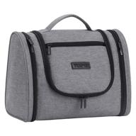 versatile and waterproof gray travel toiletry bag with hook - ideal for men and women - yesper hanging shaving dopp kit with makeup organizer logo