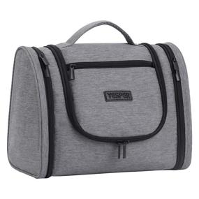 img 4 attached to Versatile and Waterproof Gray Travel Toiletry Bag with Hook - Ideal for Men and Women - YESPER Hanging Shaving Dopp Kit with Makeup Organizer