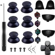 💡 yosikr pairs thumbsticks joystick for ps4 controller w/ screwdriver + trigger replacement parts + bullet buttons + d-pad + spring (black 5 pairs/10pcs) logo