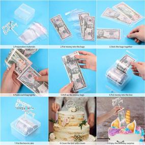 img 2 attached to 🍰 Silver Cake Money Box Kit: 107 Pieces with Birthday Cake Topper and Clear Bag Pockets for Decoration and Party Favor