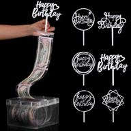 🍰 silver cake money box kit: 107 pieces with birthday cake topper and clear bag pockets for decoration and party favor логотип