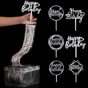 img 4 attached to 🍰 Silver Cake Money Box Kit: 107 Pieces with Birthday Cake Topper and Clear Bag Pockets for Decoration and Party Favor