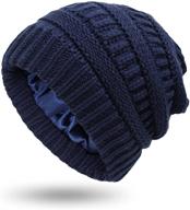 🧣 nogewul satin-lined slouchy knit beanie hats for women and men - winter warm skull caps логотип