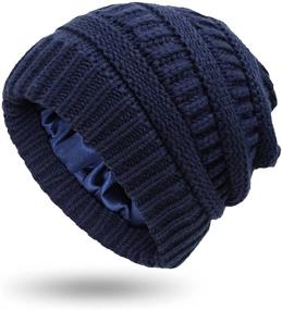 img 4 attached to 🧣 Nogewul Satin-Lined Slouchy Knit Beanie Hats for Women and Men - Winter Warm Skull Caps