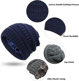 img 2 attached to 🧣 Nogewul Satin-Lined Slouchy Knit Beanie Hats for Women and Men - Winter Warm Skull Caps