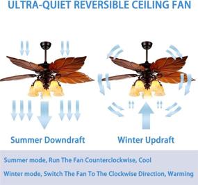 img 2 attached to 🌴 Tropical Ceiling Fan Light 52-Inch Chandelier Fan with 5 Wood Blades, Indoor Home Bedroom Living Room Palm Rustic Quiet New Bronze Fan Light