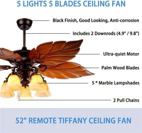 img 1 attached to 🌴 Tropical Ceiling Fan Light 52-Inch Chandelier Fan with 5 Wood Blades, Indoor Home Bedroom Living Room Palm Rustic Quiet New Bronze Fan Light