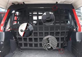 img 1 attached to 🚗 Car Dog Barrier for Jeep Wrangler - Cargo Pet Net for 2007-2021 Jeep JK JL 4 Doors | Pet Restraint Divider for Car Trunk | Suitable for Medium to Large Pets | Foldable for Easy Storage