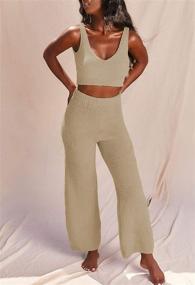 img 1 attached to 👖 VamJump Women's 3-Piece Lounge Set: Scoop Neck Crop Tops, High Waist Pants & Open Front Cardigan Outfit Set