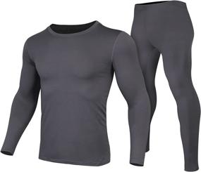 img 4 attached to Men's Ultra-Soft Thermal Long Johns Set with Fleece 🧣 Lining for Winter Skiing - Warm Top & Bottom Base Layer