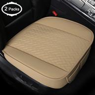 west llama luxury pu leather car seat covers - waterproof & wear-resistant, beige - 1 pair front seat protectors for driver and passenger logo