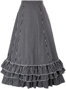 img 3 attached to 👗 Belle Poque Women's Vintage Striped Gothic Victorian Skirt with Renaissance Inspired Falda