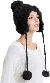 img 2 attached to Warm Winter Skull Beanie Hat with Faux Fur - 🧣 Cozy Knit Ski Cap for Women with Soft Fleece Ear Flaps