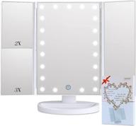 shnap makeup mirror with lights: touch screen vanity mirror, 2x/3x magnification, 21 leds trifold mirror - dimmable, dual power supply, 180° rotation - portable cosmetic light up mirror in gift box logo