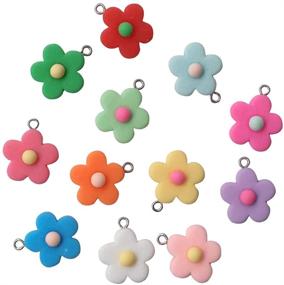 img 1 attached to 🌸 AMOBESTER Colorful Flower Pendant Charms Earring Bracelet DIY Jewelry Making Craft Kit for Child Girl, Pack of 12 Pairs