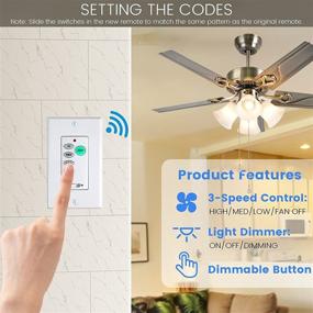 img 3 attached to UC9050T Universal Ceiling Fan Wall Remote Control Kit with 3-Speed Adjustment, Light Dimmer | Compatible with Hampton Bay, Harbor Breeze, and Hunter Fans