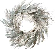 🎄 enhance your home décor with red co.'s stunning 23" christmas wreath: white berries, cedar, and battery-operated led lights for festive fall and winter ambiance logo