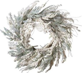 img 4 attached to 🎄 Enhance Your Home Décor with Red Co.'s Stunning 23" Christmas Wreath: White Berries, Cedar, and Battery-Operated LED Lights for Festive Fall and Winter Ambiance