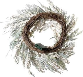 img 3 attached to 🎄 Enhance Your Home Décor with Red Co.'s Stunning 23" Christmas Wreath: White Berries, Cedar, and Battery-Operated LED Lights for Festive Fall and Winter Ambiance