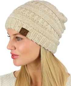 img 1 attached to 🧣 C.C Women's Chenille Soft Warm Thick Knit Beanie Cap Hat: Cozy and Stylish Headwear for Cold Weather