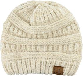 img 4 attached to 🧣 C.C Women's Chenille Soft Warm Thick Knit Beanie Cap Hat: Cozy and Stylish Headwear for Cold Weather