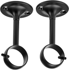 img 4 attached to 🖤 Set of 2 Black Ceiling-Mount Curtain Rod Brackets by Amazon Basics