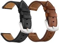 👌 ldfas compatible 22mm fossil band (2 pack) - genuine leather straps with silver buckle for fossil gen 5 carlyle, julianna, garrett hr, q explorist, gen 5e 44mm, sport 43mm smartwatches - brown and black logo