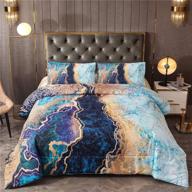 yearning king size comforter set blue marble: 3 pc microfiber bedding set with pillowcases logo