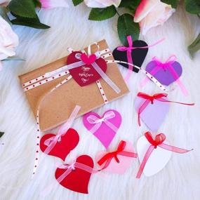 img 1 attached to Supla 90 Pcs 9 Colors 9 Heart Cut Outs Valentine's Day Tag Set: Blank Paper Tags with Holes, Treats Tags, Hang Label Tags, Place Cards + 100 Pcs Decorative Organza Ribbon