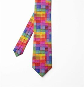 img 2 attached to Ambesonne Necktie Rainbow Squares Magenta Men's Accessories for Ties, Cummerbunds & Pocket Squares