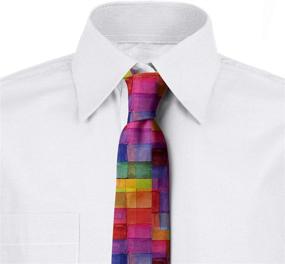 img 1 attached to Ambesonne Necktie Rainbow Squares Magenta Men's Accessories for Ties, Cummerbunds & Pocket Squares