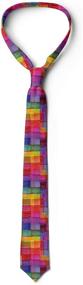 img 3 attached to Ambesonne Necktie Rainbow Squares Magenta Men's Accessories for Ties, Cummerbunds & Pocket Squares