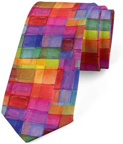 img 4 attached to Ambesonne Necktie Rainbow Squares Magenta Men's Accessories for Ties, Cummerbunds & Pocket Squares