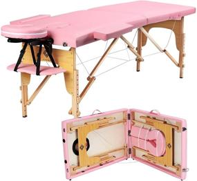 img 4 attached to 💆 Lightweight Portable Massage Table - Foldable Salon Bed for Massage, Physiotherapy, Facials, Reiki - Spa/Home Use, Sturdy & Adjustable, Pink Color, with Face Cradle & Height Adjustable Headrest