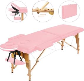 img 3 attached to 💆 Lightweight Portable Massage Table - Foldable Salon Bed for Massage, Physiotherapy, Facials, Reiki - Spa/Home Use, Sturdy & Adjustable, Pink Color, with Face Cradle & Height Adjustable Headrest