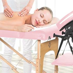 img 2 attached to 💆 Lightweight Portable Massage Table - Foldable Salon Bed for Massage, Physiotherapy, Facials, Reiki - Spa/Home Use, Sturdy & Adjustable, Pink Color, with Face Cradle & Height Adjustable Headrest