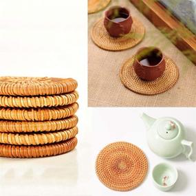 img 1 attached to 🍹 Round Rattan Coasters for Drinks and Spills