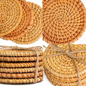 img 3 attached to 🍹 Round Rattan Coasters for Drinks and Spills